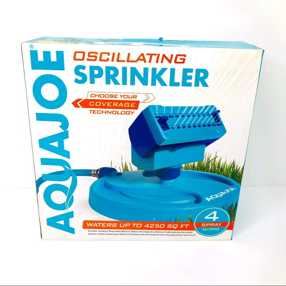New! Aqua Joe 20 Nozzle 4250 Sq Ft Adjustable Gear Driven Oscillating Sprinkler